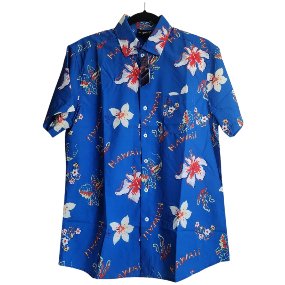 Hawaiian Blue Floral Men's Casual Shirt